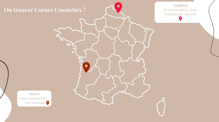 Carte des distributrices de Corner Cosmetics
